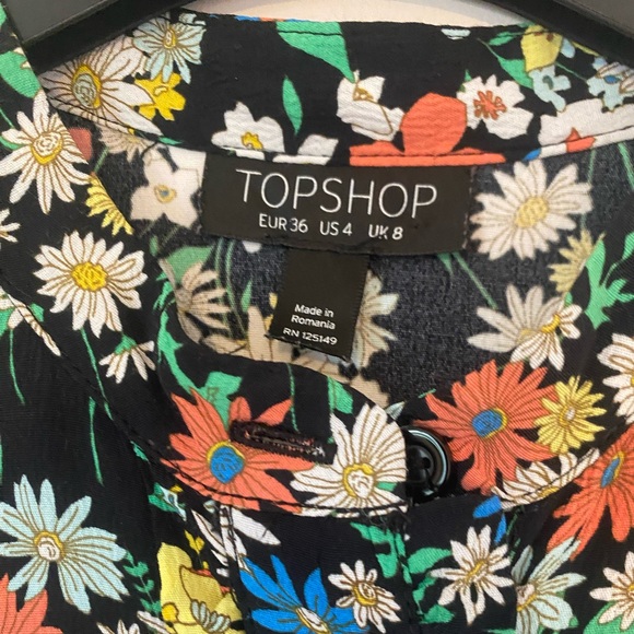 Topshop | Floral Party Mini Dress | Skater Skirt | Long Sleeved | Size UK 8 - Picture 4 of 4